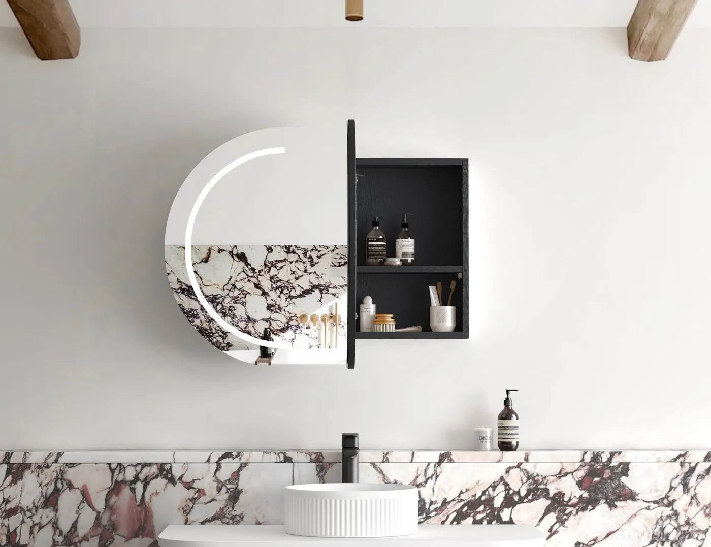 Bondi LED Shaving Cabinet | Black Oak - Otti | Tile Supplier Sydney