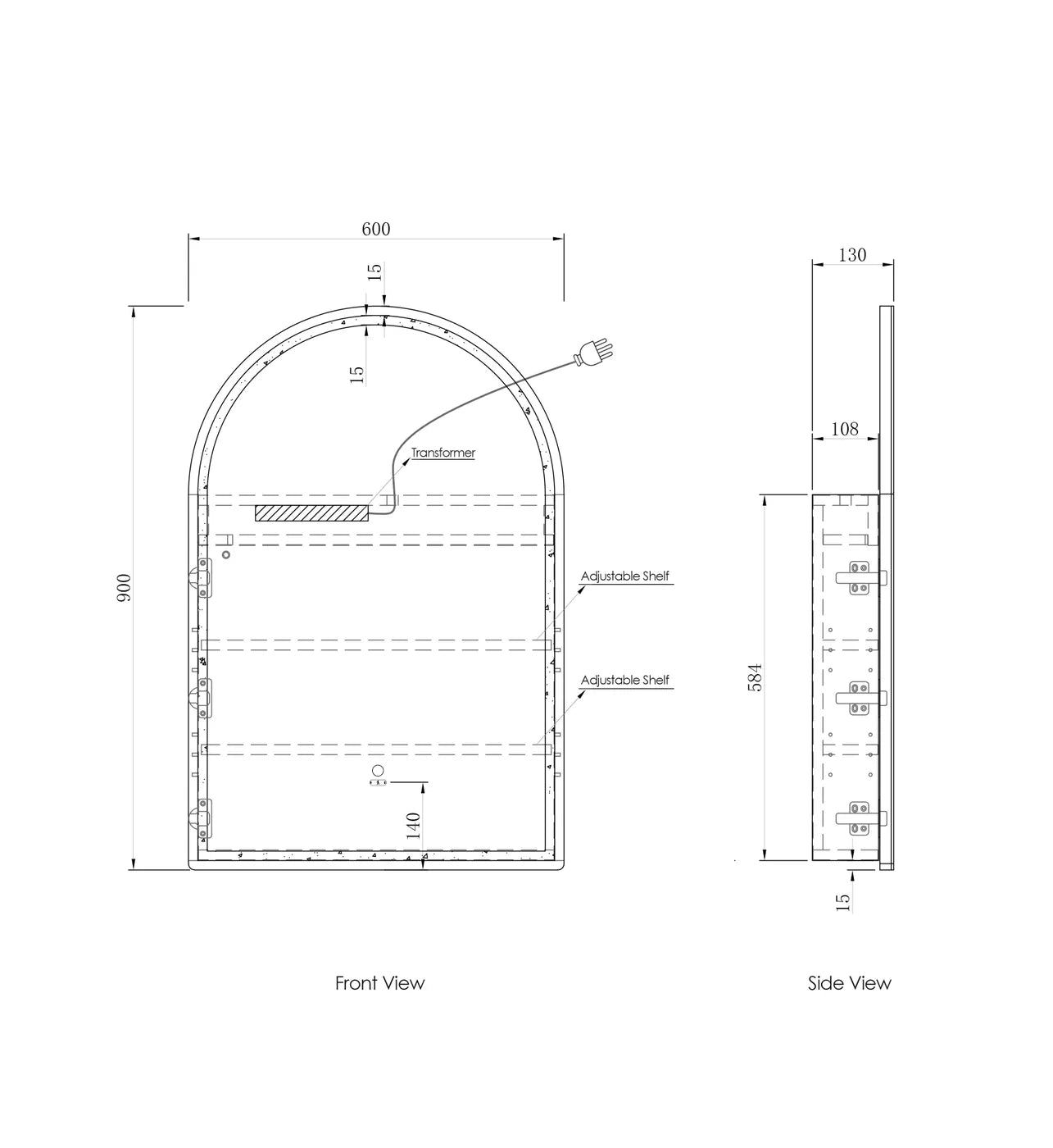 Archie LED Shaving Cabinet | Black Oak - Otti | Tile Supplier Sydney