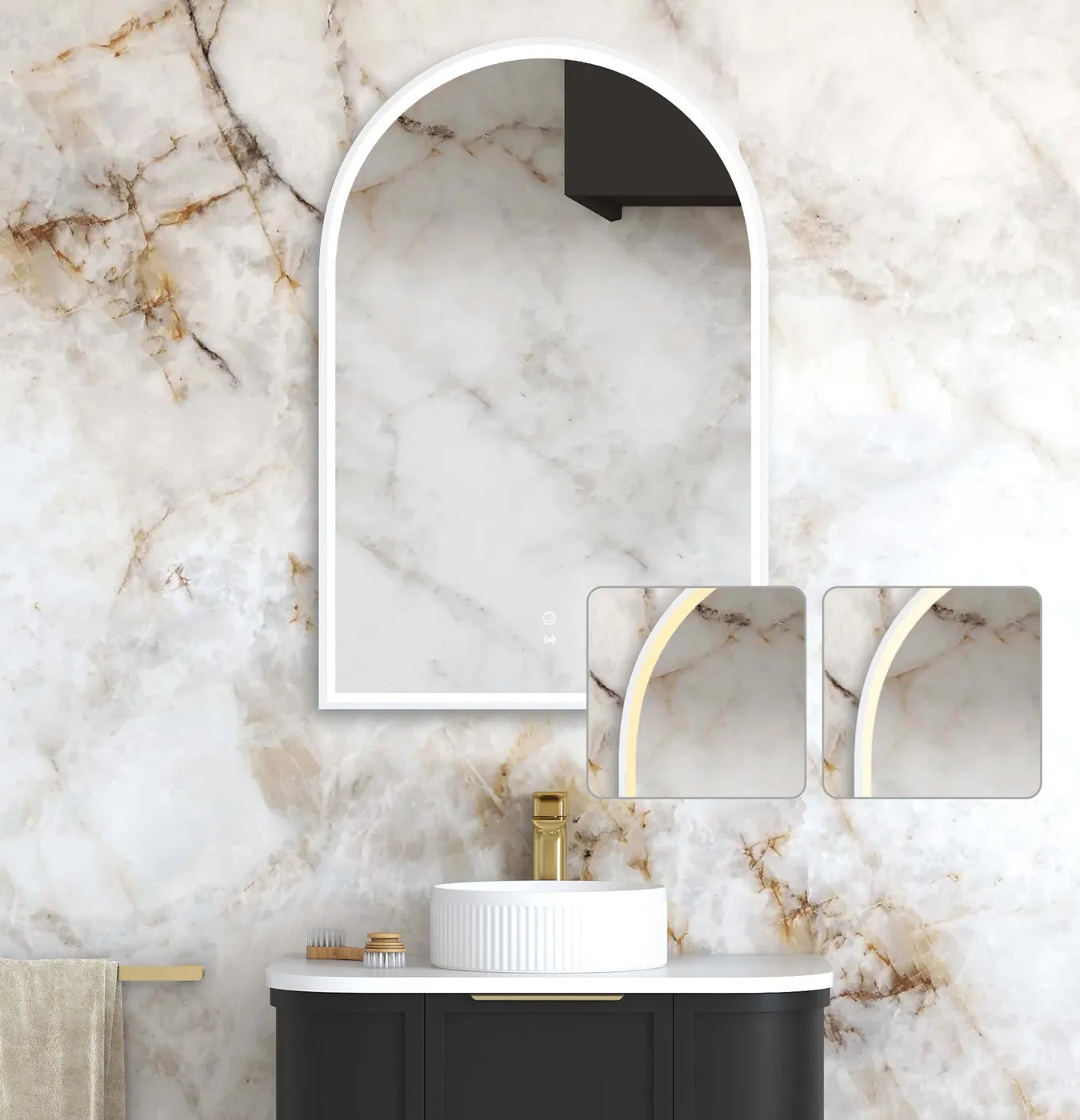 Archie LED Mirror | White Metal Frame - Otti | Tile Supplier Sydney