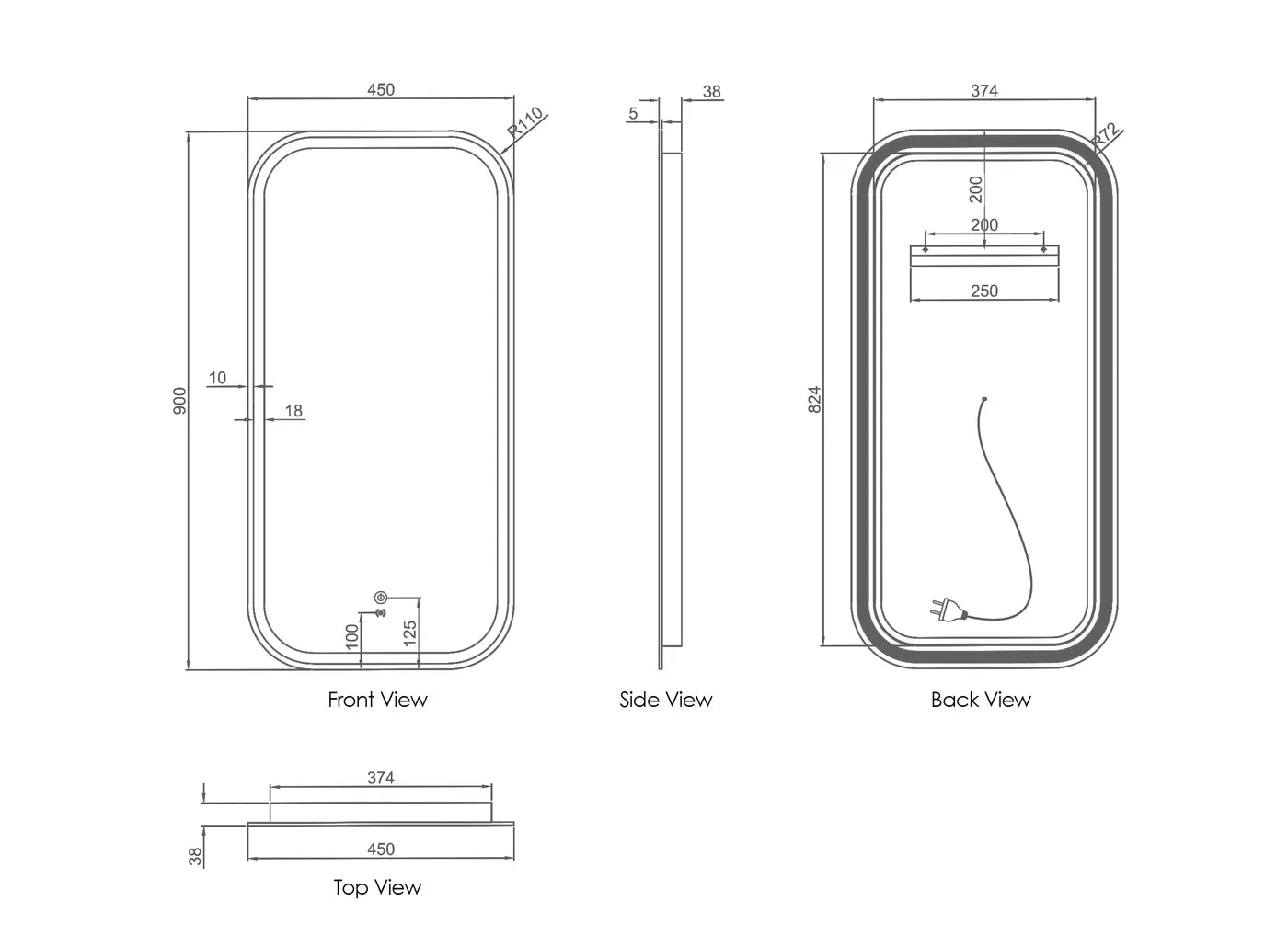 Newport LED Mirror Soft Square | Frameless - Otti | Tile Supplier Sydney