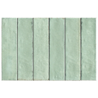 Six vertical rectangular tiles in a light mint green color with a textured, slightly distressed finish, arranged side-by-side on a white background.