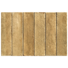 Six rectangular stone-look tiles in a warm sandy beige color with subtle natural speckling, arranged side-by-side on a white background.